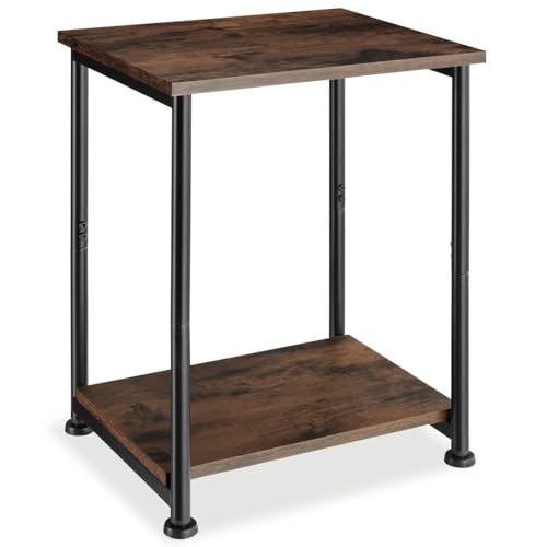 TecTake Mesa Auxiliar Yonkers 38,5 x 30 x 51,5 cm, mesilla de recibidor, mobiliario de Dormitorio, Mesa para salón Estilo insdustrial (Madera Industrial Oscura)