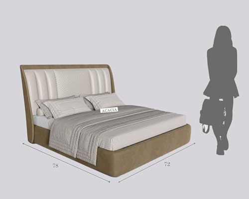 Image of Modern Upholstered King Size Bed with Box Storage for Bedroom | Wooden Double Bed with Storage | Platform Cot with Upholstery Premium Fabric | 6.5 x 6 Ft | Sheesham Wood, Brown Color