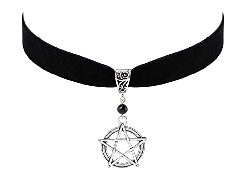Sacina Gothic Pentagram Choker Necklace, Zinc Alloy Pentagram Pendant, Goth Jewelry for Women, Christmas Gift for Women