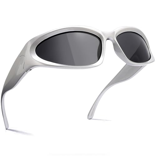 Gafas Sol Futuristas, Tecnología Surround Gafas Rave, Gafas Futuristas, Estilo Futurista de Sol Y2K, Luz, Generalhombres y Mujeres UV400, para Carnavales, Fiestas y Juegos de Rol (B)