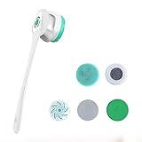 HEYAXA Electric Shower Brush - 5 Heads, 3 Modes, Detachable Handle, Rechargeable Exfoliating Bath Brush, Birthday Gifts & Christmas Presents for Men or Women (White)