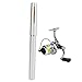 Fishing Rod and Reel Combos, Pocket Fishing Pole with Reel Wheel Retractable Aluminum Alloy for Sea Rock Stream River Boat Raft Ice Fishing (Silver)
