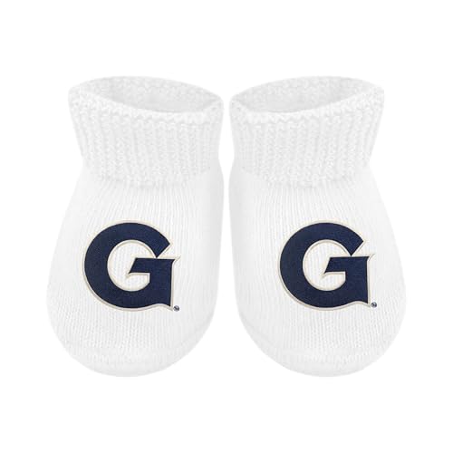 Creative Knitwear College Baby NCAA Officially Licensed Baby Bootie Sock - Georgetown Hoyas G Logo - White - Newborn - 6 Months