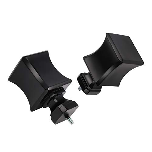 Knobwell 2 Pack 1-Inch Diameter Single Window Treatment Curtain Rod, Modern Square Finial, 22-Inch To 42-Inch Adjustable, Black Cafe Window Rods #TOP6
