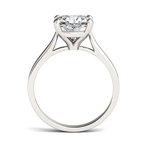 Charles & Colvard 14K White Gold Moissanite 9mm Cushion Engagement Ring, 3.30ct DEW3
