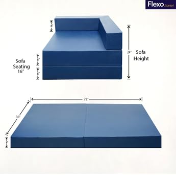 Image of Starlon Foldable Vegan Leather Sofa Cum Bed for Outdoor /Indoor | One Seater Sofa for Corner Placement | Portable & Space-Saving Design (Navy Blue)