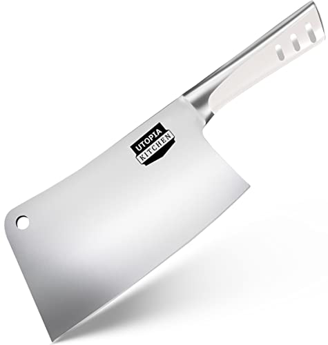 Utopia Kitchen 6 Inch Cleaver Knife Stainless Steel Chopper Butcher Knife for Home Kitchen and Restaurant White
