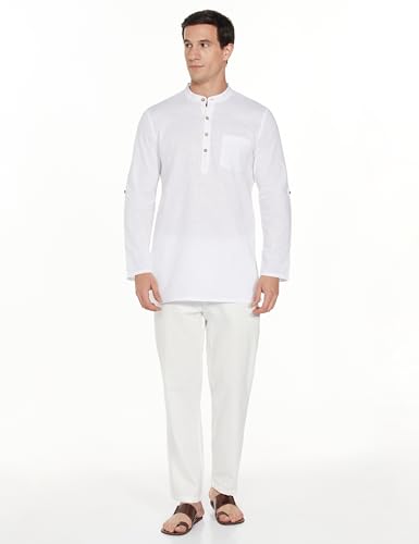 Image of Amazon Brand - Symbol Men's 100% Cotton Solid Short Length Casual Kurta - Regular Fit (Available in Plus Sizes)