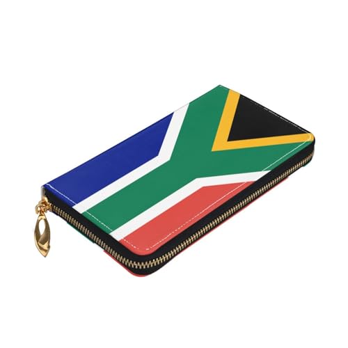 Leather Women Wallets, Long Credit Card Holder, South African flag Print Billfold Clutch & Travel Purse Large Capacity3
