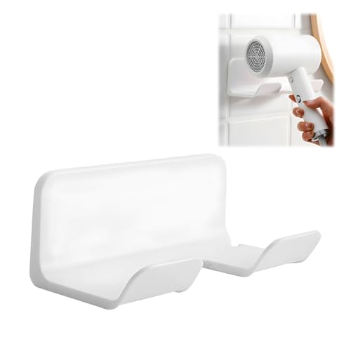 SIGANDG 1 Pièce Support de sèche-Cheveux, Support de sèche-Cheveux sans percer,Support de sèche-Cheveux,Support Autocollant sans percer,Support de sèche-Cheveux,Support Mural de sèche-Cheveux (Blanc)
