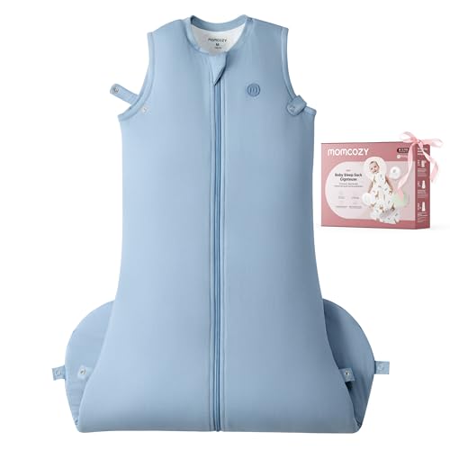 Momcozy Sleep Sack for Baby 612 Months 1.5 TOG Baby Wearable Blanket with Supportive Plush Filling Two-Way Zipper for Easy Diaper Changes Snap-Fit Design for Growing Babies Medium Blue