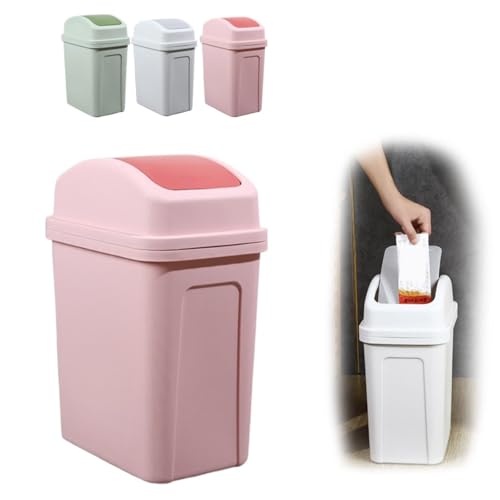 Caneca de basura rectangular de plástico 5.5 galones rosa miniatura 3