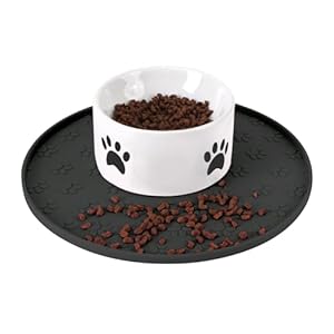 Silicone Pet Food Mat – Waterproof Dog & Cat Feeding Mat with High Lip to Prevent Spills & Protect Floors, Black