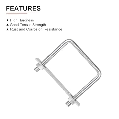 Image of DTGN M10x85x100mm(ThreadxWxL) Square U Bolt - 2Pack - Good for Trailer Pipe Replacement Parts - 304 Stainless Steel U Shape Bolts