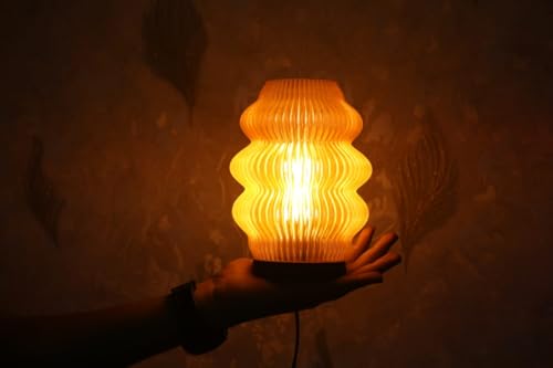 Image of Haydn Clear Orange LED Ambient Table Lamp for Bedroom & Living Room - Warm Glow Bedside Night Lamp, Decorative Study Desk Lamp, Modern Home Decor Lighting (LED Bulb Included)