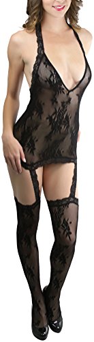 Image of ToBeInStyle Women's Bodystocking Bustier Garter Lingerie Suspender Thigh High Stockings