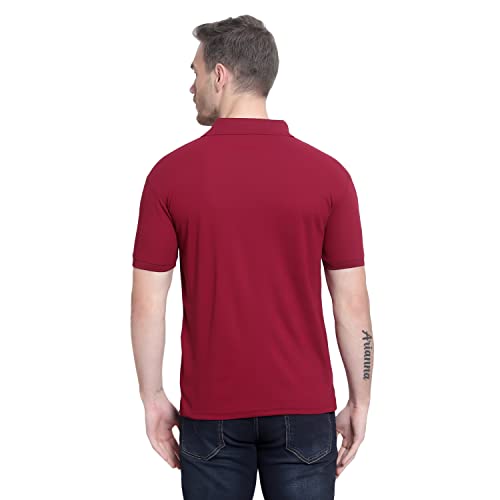 Image of Men's Poly Cotton-Matty Tshirt with Regular Fit Solid Pattern Half Sleeve Standard Length and Button Down Closure|Men's T-Shirts