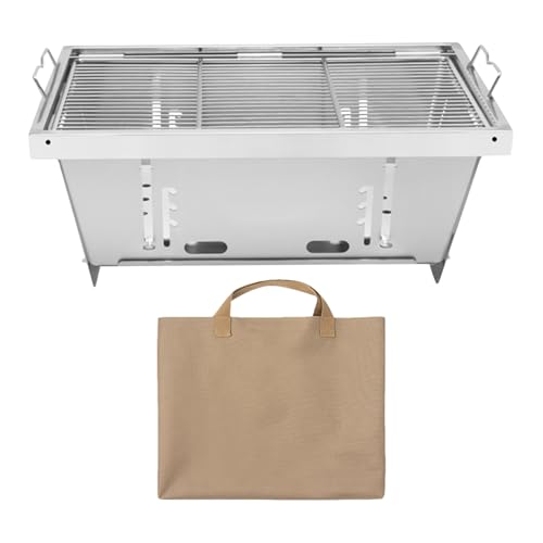 Barbacoa pequeña al aire libre, barbacoa de carbón compacta | con de almacenamiento, asas plegables para camping, picnic, jardín, playa, cocina al aire libre, reuniones familiares, viajes y