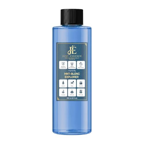 Just Essence Mnt-Blenc Explorer Fregrance Perfume Oil | Premium Quality Concentrated Fragrance | Pure Perfume & Cologne Oil for Personal Body Use | 8 Fl Oz