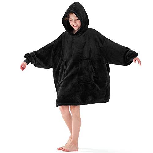 Aemicion Kids' Wearable Blanket Hoodie (Black)