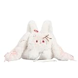 MILLEVIBE Kawaii Bunny Backpack - Cute Rabbit Stuffed Animal Plush Y2K with Lace-Up Ears & Double Straps for Women