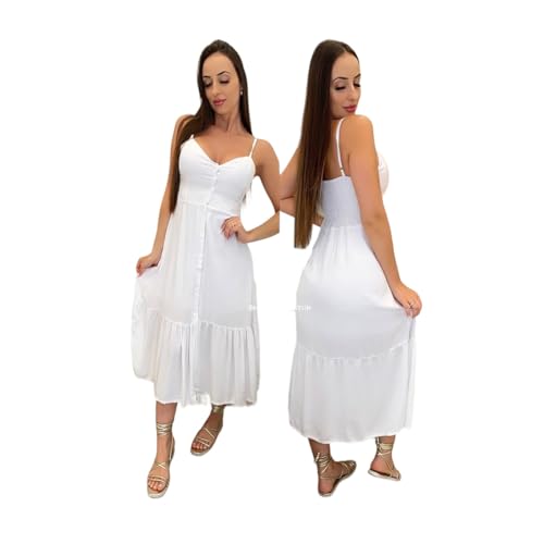 Vestido Feminino Mídi Com Botões Fenda Frontal De Alcinha