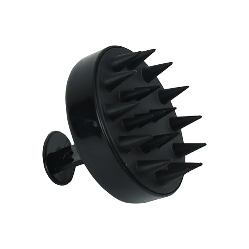 Image of NFI essentials Hair Brush Head Non Electrical Scalp Massager Scrubber, Adults Children Thick /Thin Hair, Mold-Free Solid Silicone for Healthy Hair Growth Dry Scalp Dandruff, Black