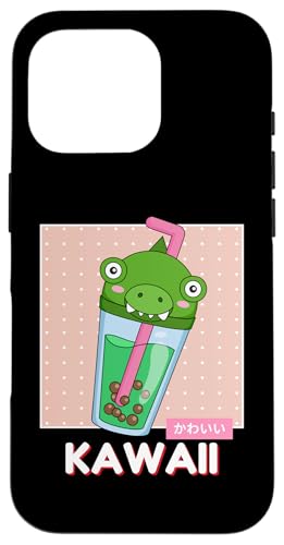 Boba Milk Tea Kawaii Crocodile Bubble Tea Kawaii Esthétique Coque pour iPhone 16 Pro
