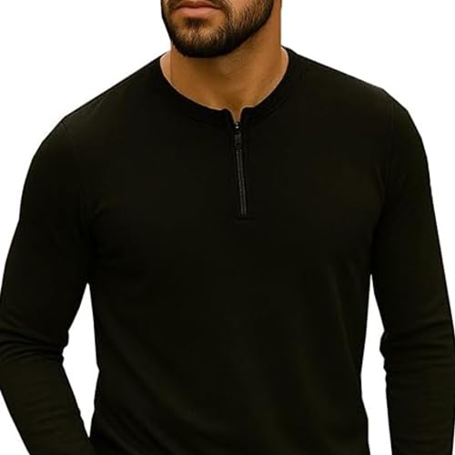 Image of RodZen Men's Cotton Blend Full Sleeve Solid Henley T Shirts