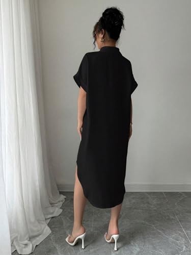 Image of Women's Graphic Print T-Shirt Dress | Stylish Oversized Longline T-Shirt for Women & Girls | Casual Printed Long Top | Trendy Beach & Resort Wear Western One Piece Dress (25 D-1 BLACK-2XL)