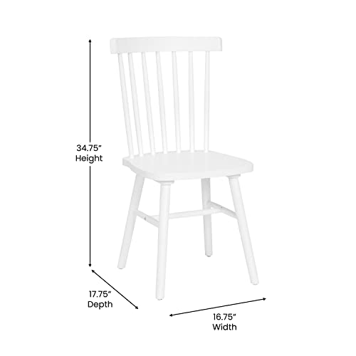 Flash Furniture Ingrid Commercial Grade Windsor Dining Chairs - White Solid Wood Spindle Back Chairs - Armless Kitchen Or Dining Room Chairs - No Assembly Required #TOP1