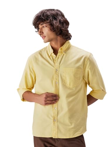 Image of UNSTD Men Solid Cotton Oxford Shirt Full Sleeves | Regular Fit Premium Shirt for Men | Office & Casual Wear