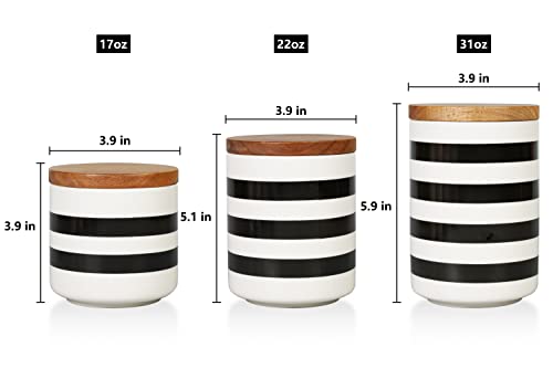 Sunddo Ceramic Canister Sets For Kitchen Counter With Bamboo Lid For Coffee, Sugar, Tea Set Of 3 #TOP1