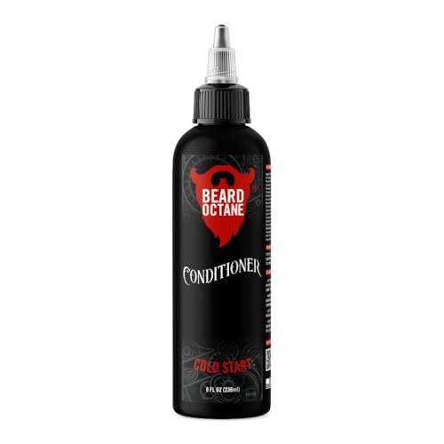 Beard Octane: Cold Start Beard Conditioner w/Biotin & Provitamin B5-8 oz - Repair & Soften Damaged Beard Hair - Contains Argan Oil & Aloe Vera - Made in USA - Peppermint Tea Tree Essential Oil