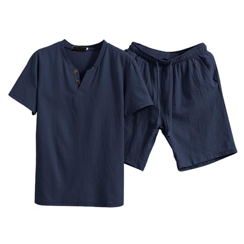 Ensemble d'été homme en coton beige avec short et manches courtes