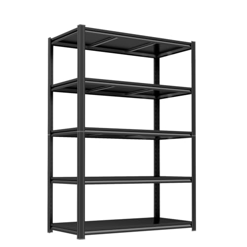 Image of 5 Tier Bookshelf, Large Industrial Metal Shelving, Heavy Duty Storage Shelves For Books And Display. Adjustable Open Standing Book Shelf For Living Room, Bedroom, Office (39.4 inchWx15.7 inchDx71.2 inchH)