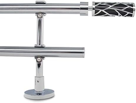 GCurtain Adjustable Double Curtain Rod, 44-82 Inch, 3/4 Inch Diameter, Wall Mount, Black Branch Finials