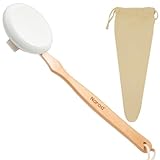 Naroa Lotion Applicator for Back & Body 16.5 Inch | Long Curved Wooden Handle with Detachable Head | Apply Body Wash, Skin Cream, Moisturizer, Sunscreen Tanner | Back Lotion Applicator for Men Women
