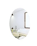 Oval Shape Adhesive Mirror Sticker for Wall on Tiles Bedroom Living Room Basin Mirror Bathroom Wall Mirror Both Side Sticker Acrylic Wall Mirror Full Length (MAMETU)