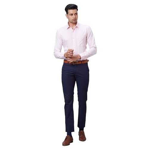 Image of Raymond Men's Pure Cotton Structure Pattern Slim Fit Semi Cutaway Collar Full Sleeve Formal Shirt