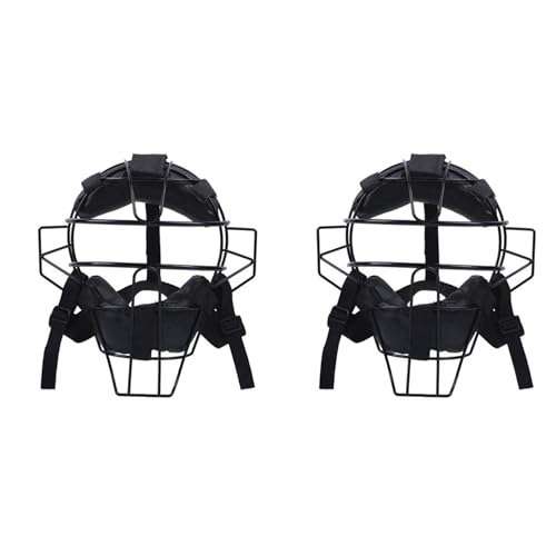 Masque de receveur de baseball noir léger avec vision dégagée x2