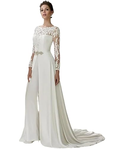 VTsiERY Illusion Neck Lace Long Sleeves Wedding...