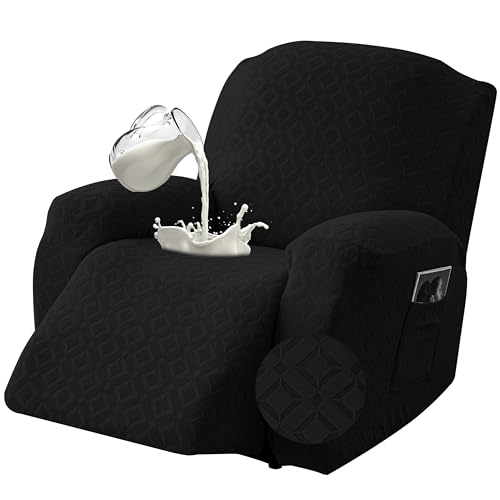 Genina Waterproof Recliner Chair Cover,1 Seat Couch Cover,Black