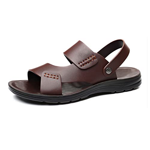 Men's Sandals Comfortable Soft Leather Men Brown Beach Slippers Male Sandalies