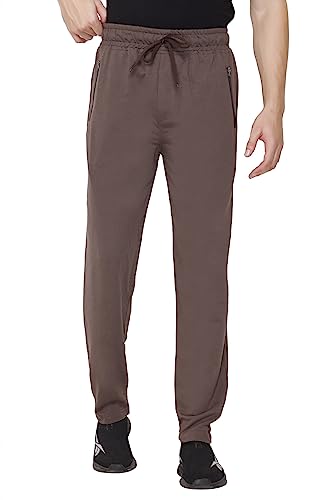 Image of Cotton Lowers for Men, Regular Fit, Zip Pocket, Night Pant, Joggers, Sports Trousers, Gym n Lounge Wear Track Pant for Boys Cambrige Brown L