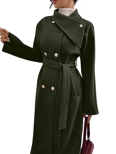 Amazon.com: chouyatou Women's Winter Double Breasted Wool Trench