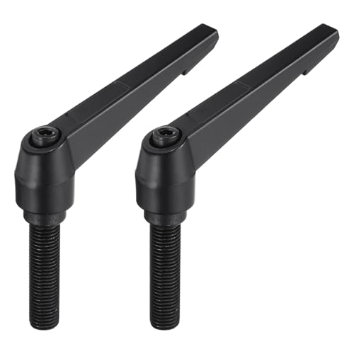 uxcell M16 x 63mm Handle Adjustable Clamping Lever Thread Push Button Ratchet Male Threaded Stud Knobs Locking Rotating Screw Handles Quick Release Bolt Black 2pcs