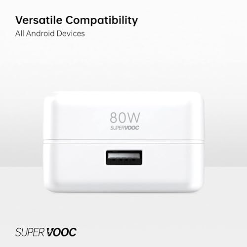 Image of Original 80w SuperVOOC Adapter and USB to Type C Charging Cable Compatible with Oppo Reno 8 Pro + 5G Adapter Supervooc Fast Charger (Adapter & Cable)