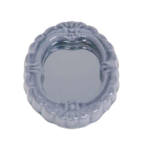 Tboxbo 1:12 Dollhouse Miniature Porcelain Set Vintage Toilet Basin Bathtub Toys Bathroom Accessories Furniture Decoration Dollhouse Mini Bath Mirror Kit, Blue #TOP2