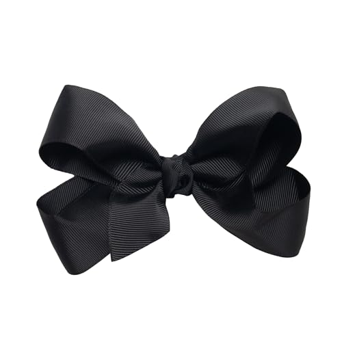 Nœud à cheveux noir en gros-grain de 12,7 cm pour fille sur pince
